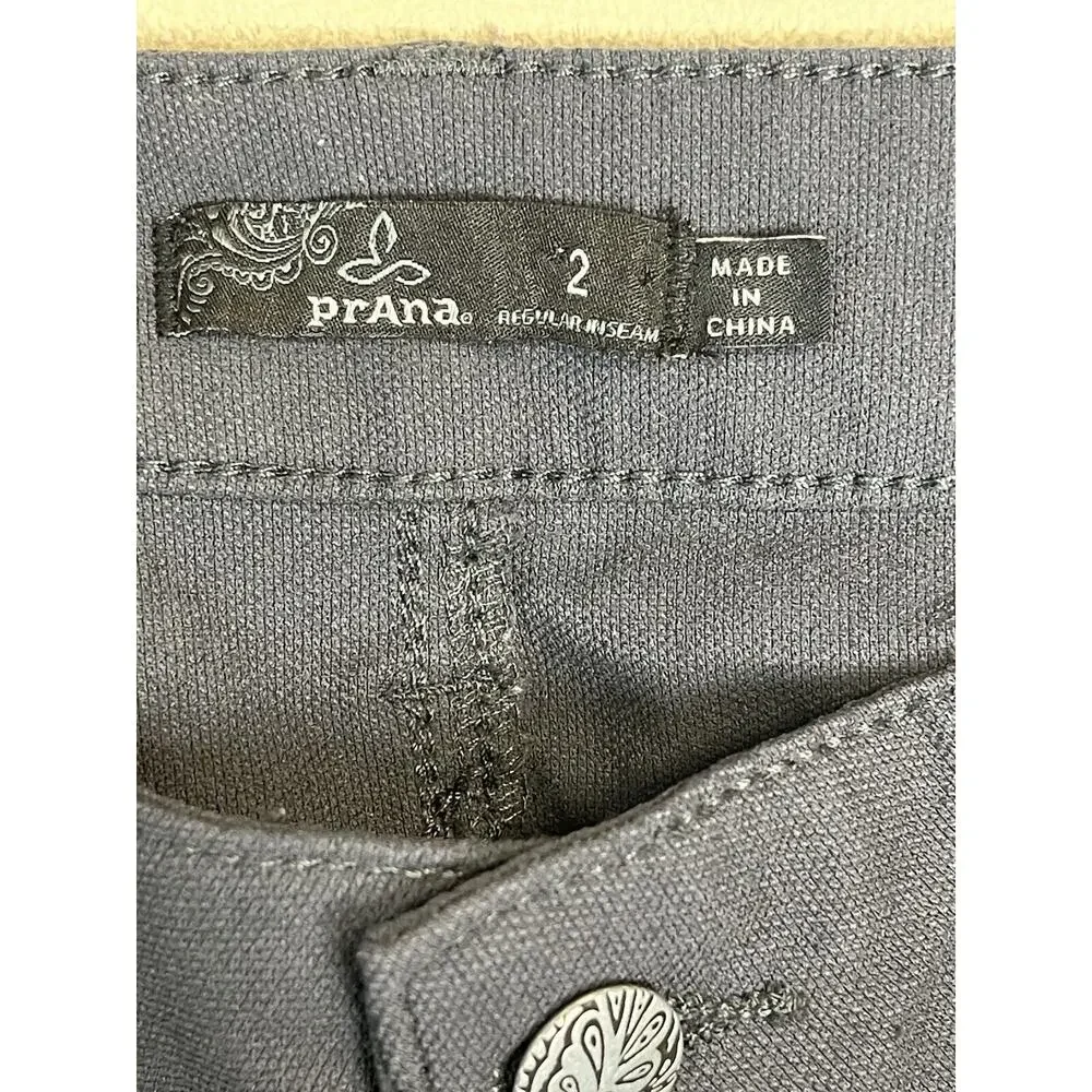 prAna Pants Womens 2‎ Gray Moto Brenna Skinny Slim Fit Stretch Low Rise